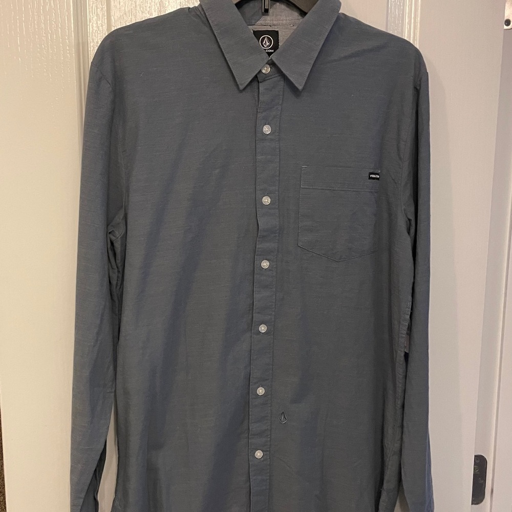 Men’s Volcom Pacsun Gray/Blue Long Sleeve Shirt